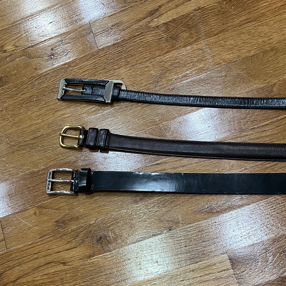 Ralph Lauren,Coach & Lodi’s Women's Leather Belt Trio - Black, Brown&Dark Brown